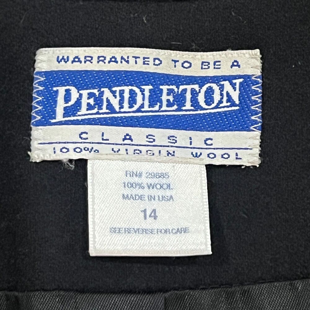 Vintage 90s Pendleton Wool Blazer Gold Buttons USA Made Womens 14 Black - Picture 3 of 8